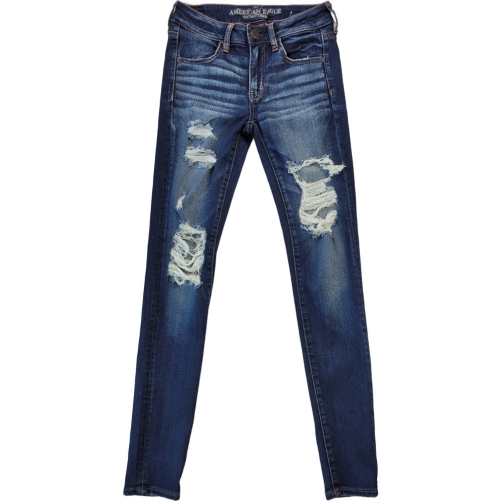 American Eagle Woman’s  super stretch Jegging distress dark blue size 2 regular